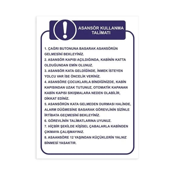 Asansör Kullanma Talimatı