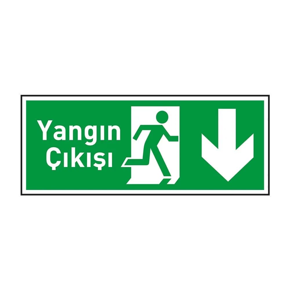 Yangın Çıkışı Levhası Aşağı Ok Fotolümenli