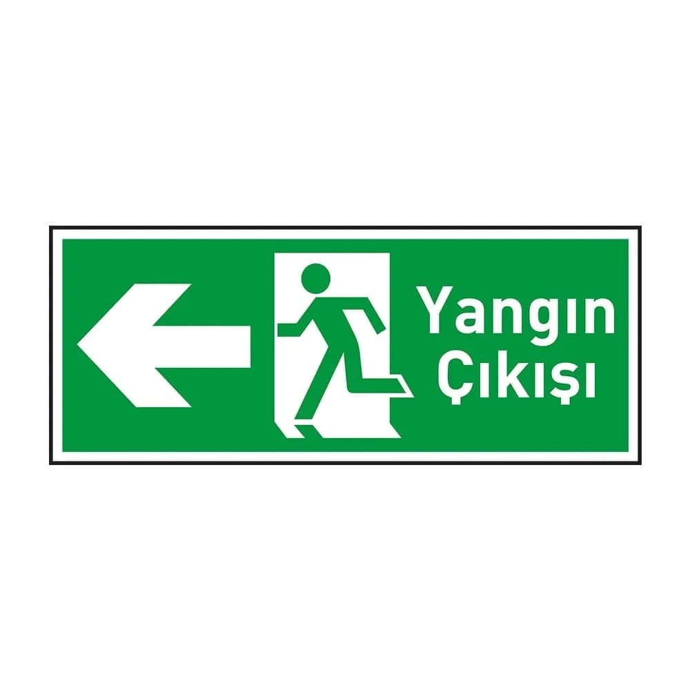 Yangın Çıkışı Levhası Sol Ok Fotolümenli