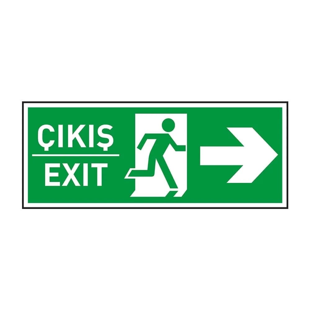 Exit-Çıkış Sağ Ok Fotolümenli Acil Durum Levhası (3mm Dekota)