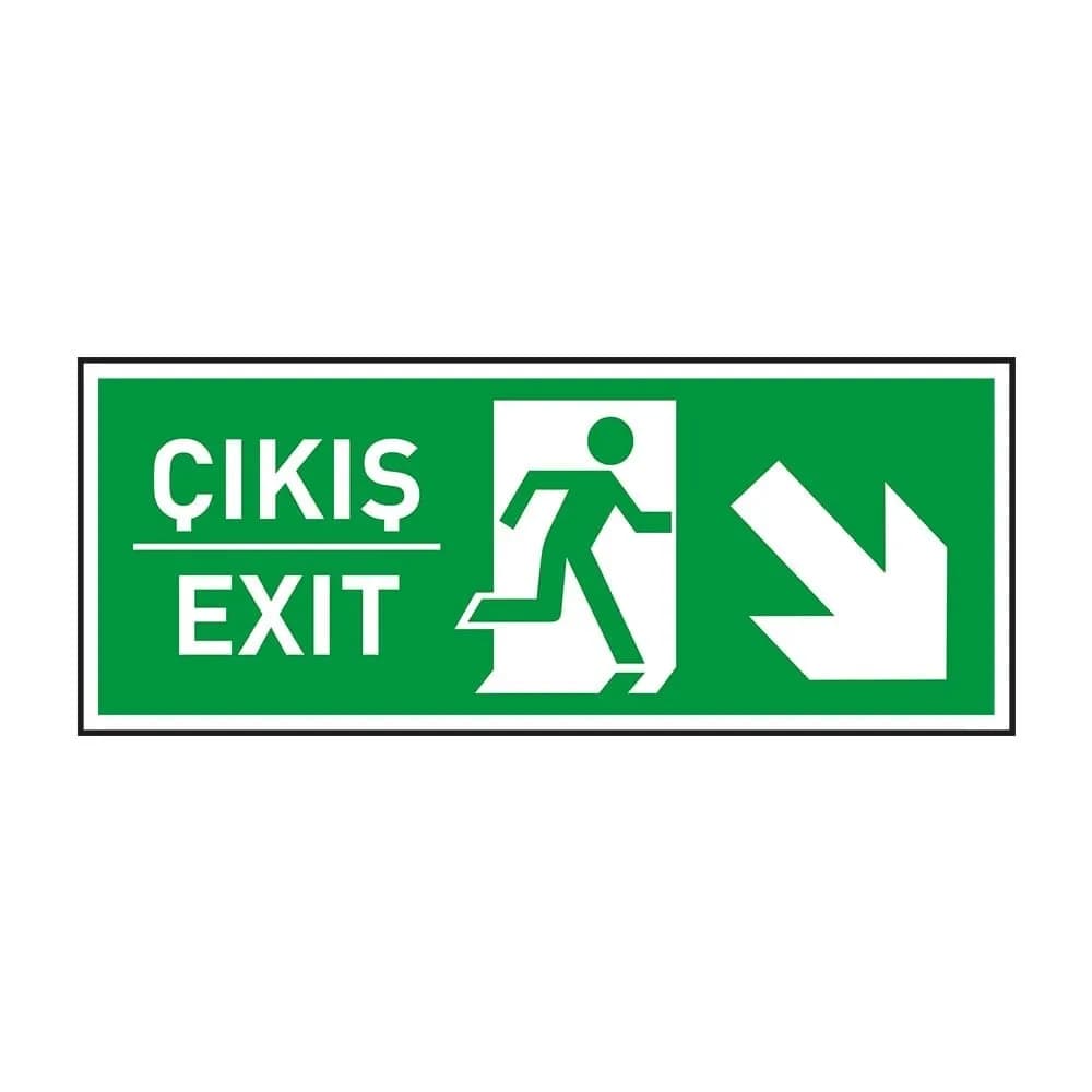 Exit-Çıkış Sağ Aşağı Ok Fotolümenli Levha (3mm Dekota)