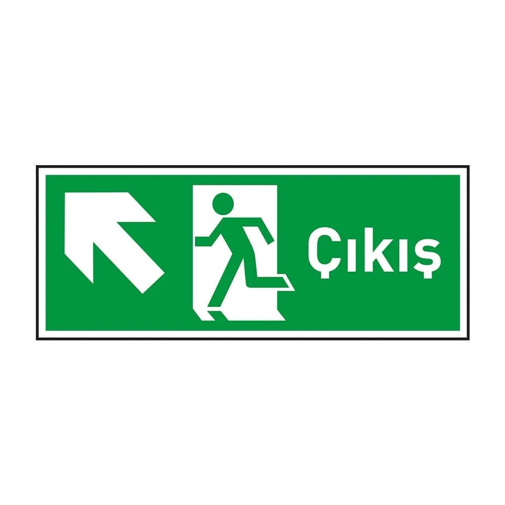 Çıkış Sol Yukarı Ok Fotolümenli Levha (3mm Dekota)