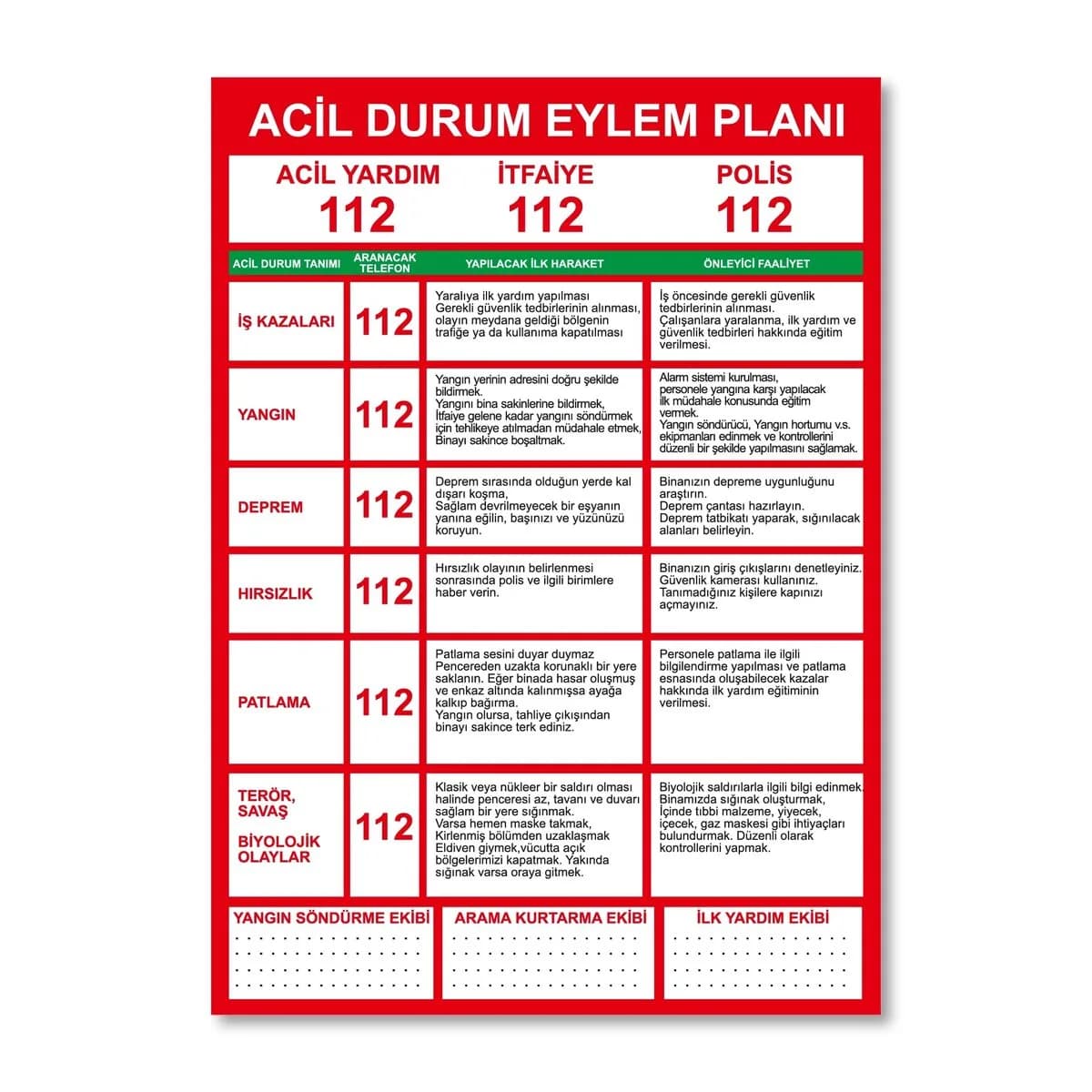 Acil Durum Eylem Planı