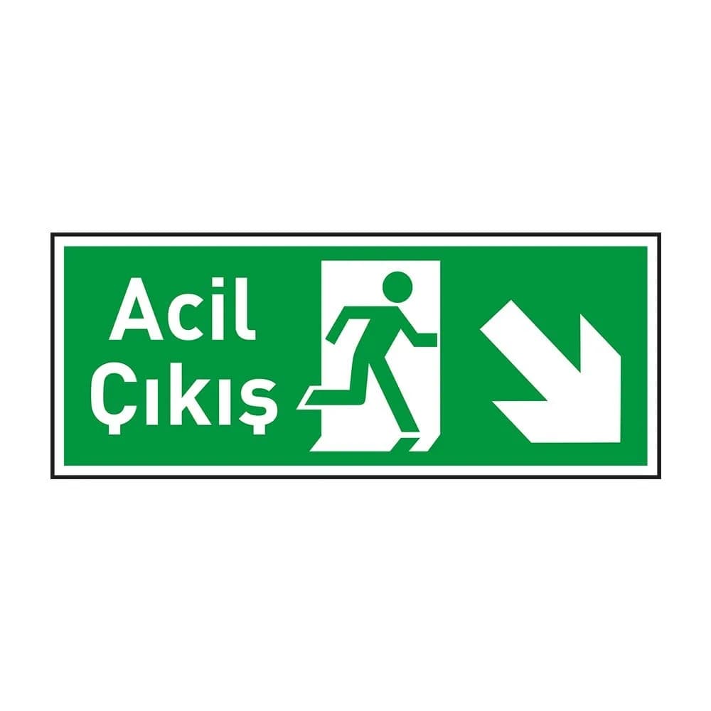 Acil Çıkış Sağ Aşağı Ok Fotolümenli